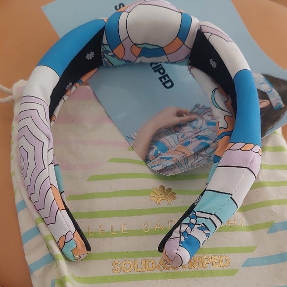 Lele Sadoughi X Solid & Striped Blue and Pink Patterned Knottes Headband - Picture 2 of 3